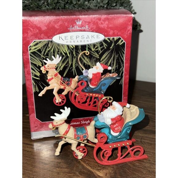 Vintage 1998 Hallmark Keepsake Christmas Ornament Santa Sleigh Ride - Picture 1 of 7